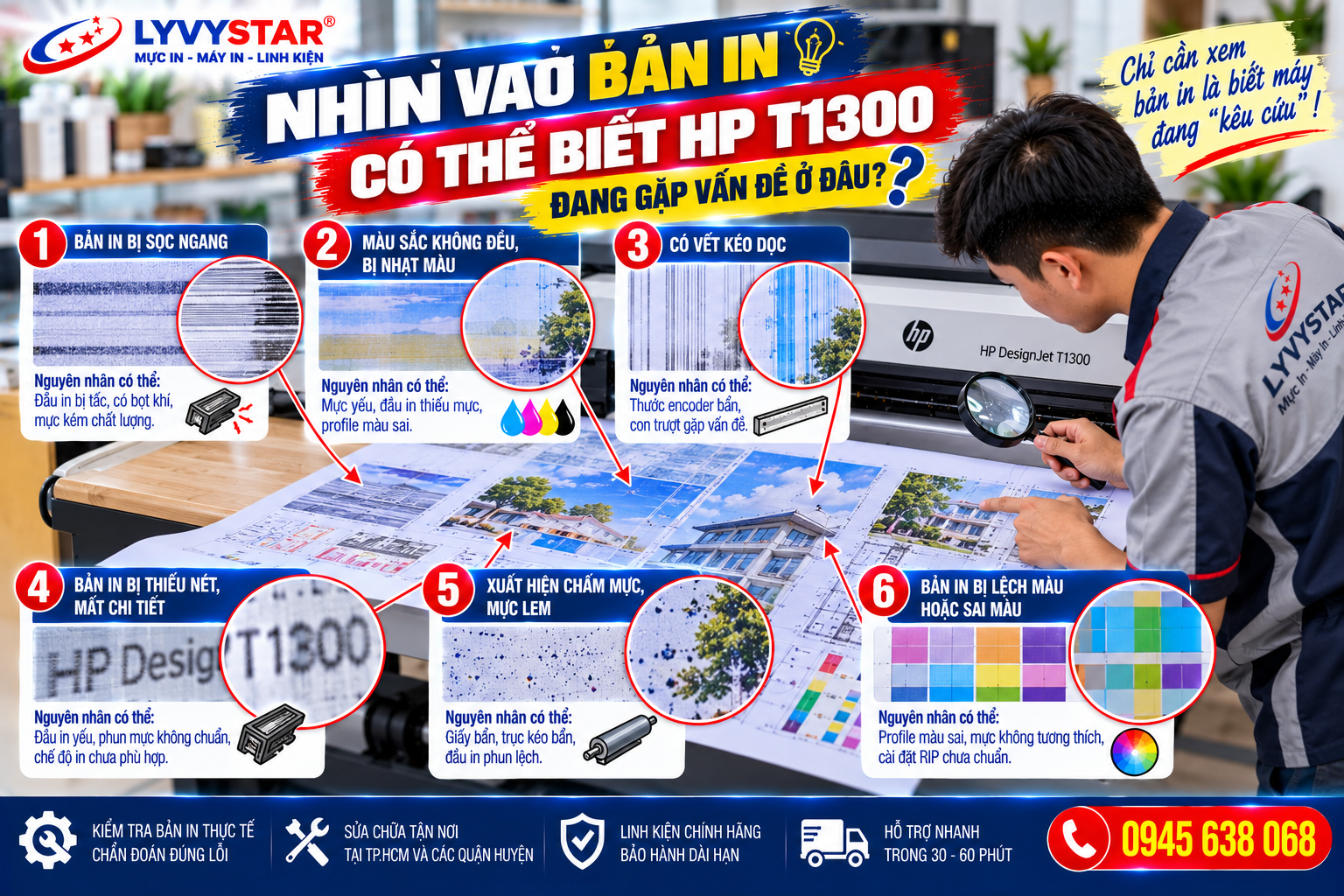 Nhìn Vào Bản In Có Thể Biết HP T1300 Đang Gặp Vấn Đề Ở Đâu? Nhìn Vào Bản In Có Thể Biết HP T1300 Đang Gặp Vấn Đề Ở Đâu?