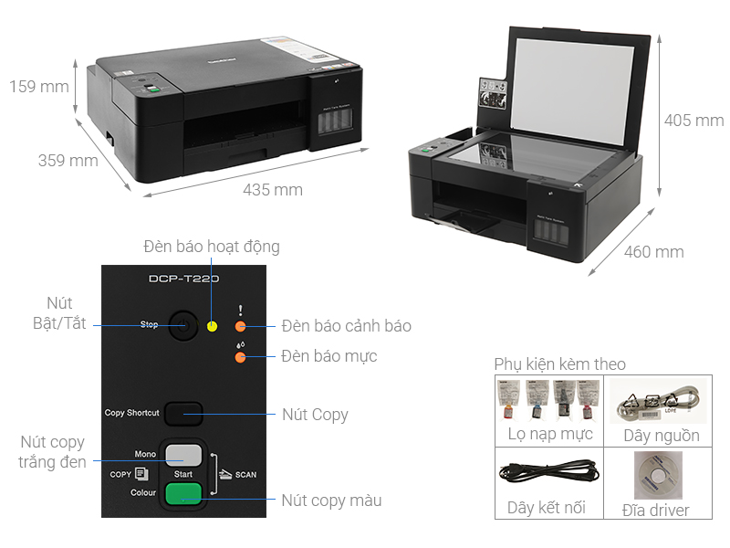 Máy in phun màu đa năng Brother DCP-T220 Máy in phun màu đa năng Brother DCP-T220