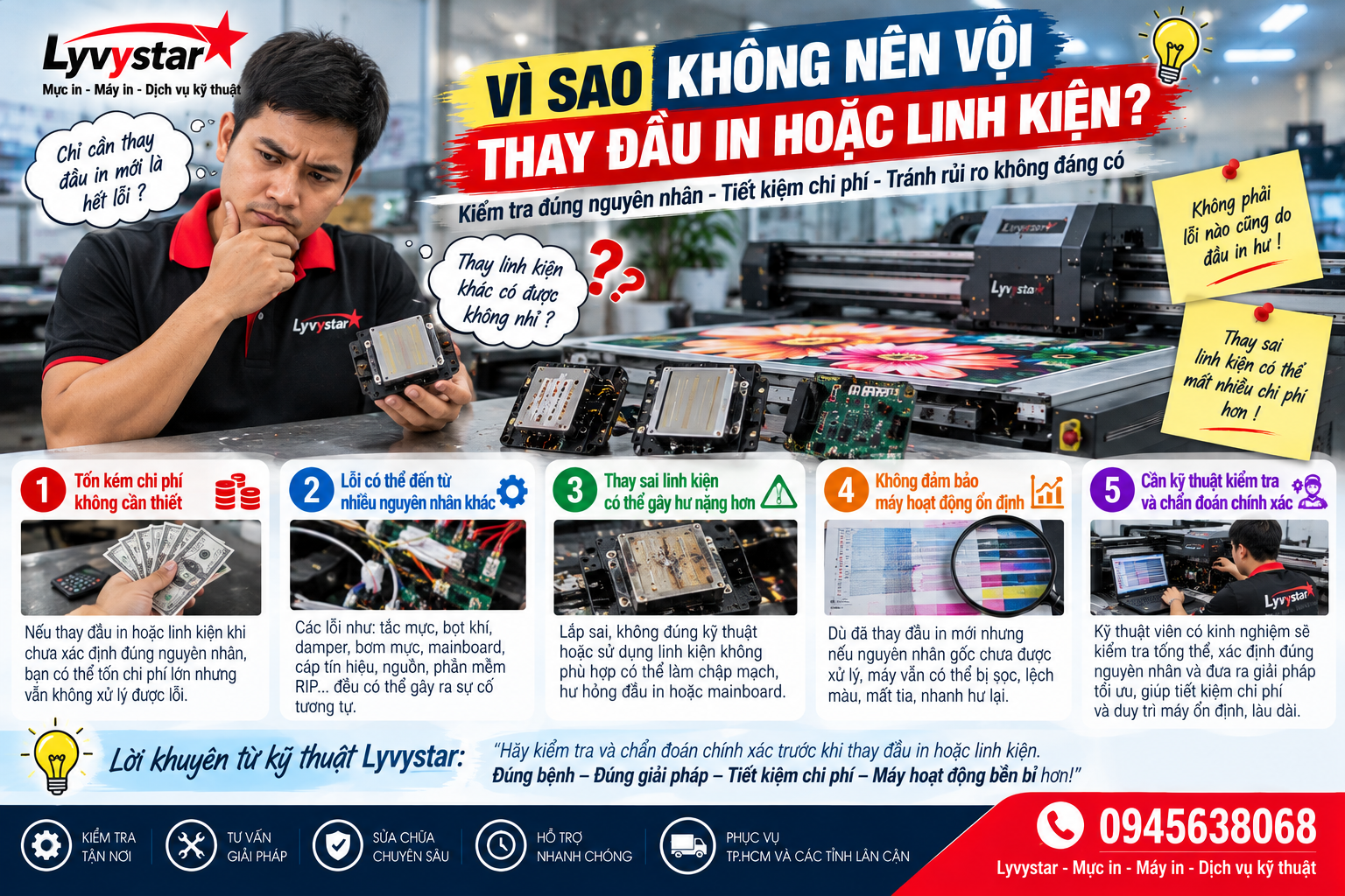 Vì sao không nên vội thay đầu in hoặc linh kiện? Vì sao không nên vội thay đầu in hoặc linh kiện?