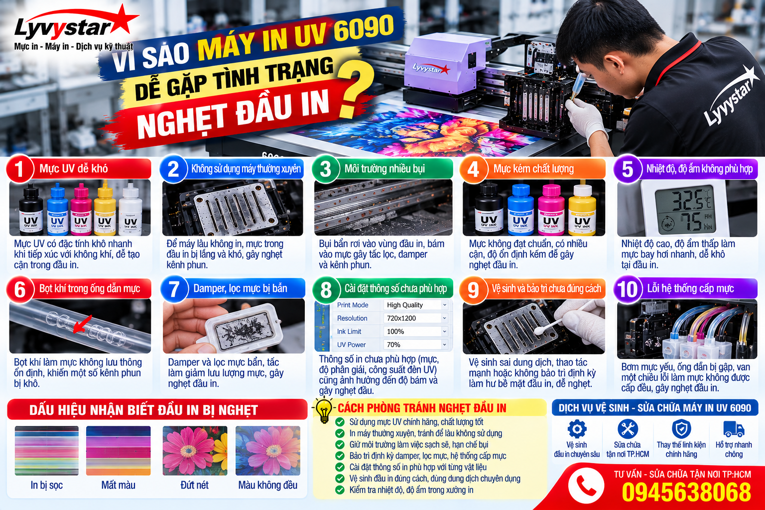 Vì Sao Máy In UV 6090 Dễ Gặp Tình Trạng Nghẹt Đầu In? Vì Sao Máy In UV 6090 Dễ Gặp Tình Trạng Nghẹt Đầu In?
