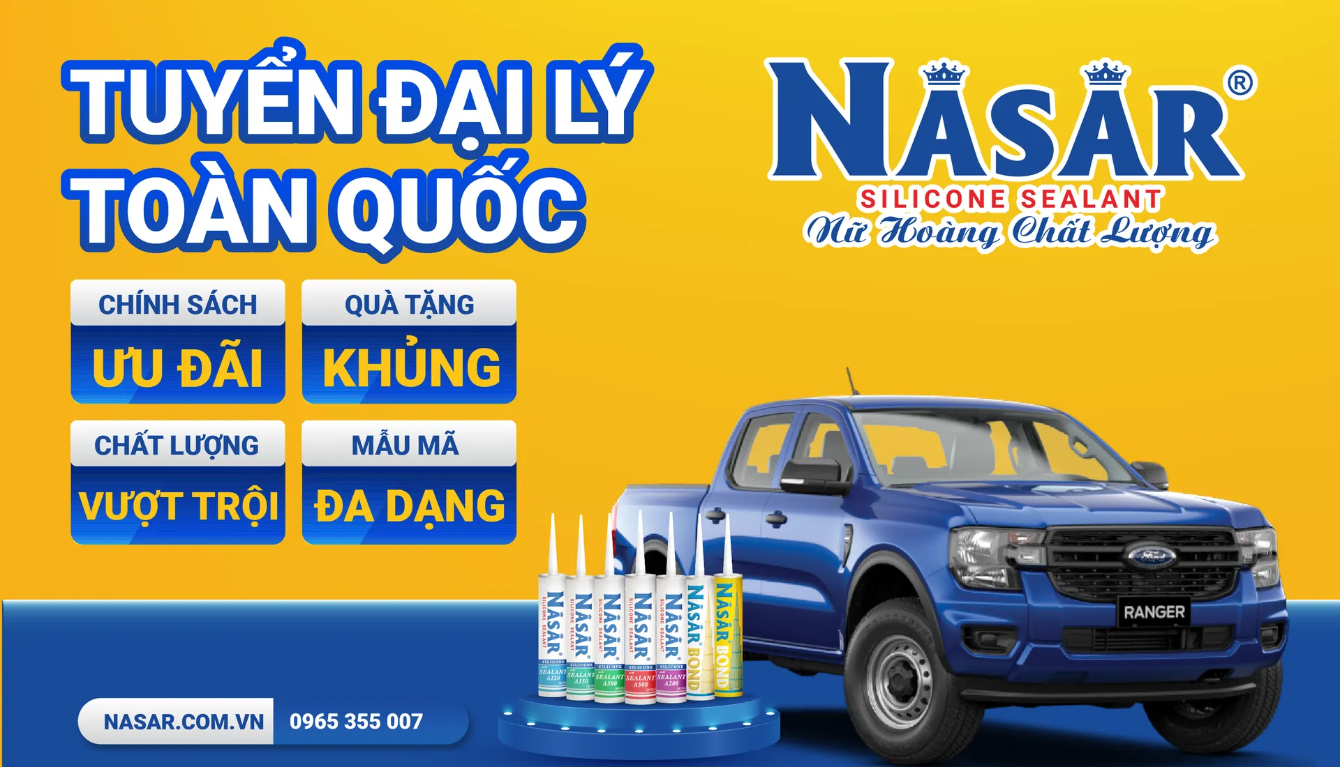 NASAR SILICONE TUYỂN ĐẠI LÝ, NHÀ PHÂN PHỐI TOÀN QUỐC LỢI NHUẬN CAO