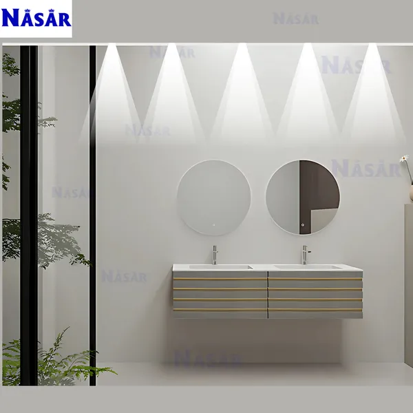  Bộ Tủ Lavabo Đôi Treo Tường 2 Ngăn Kéo CK5005-1600 (1.6m)