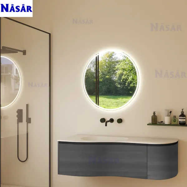  Bộ Tủ Lavabo Treo Tường Cong Kèm Gương LED CK5092-1400 (1.4m)