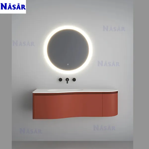  Bộ Tủ Lavabo Treo Tường Cong Kèm Gương LED CK5092-1400 (1.4m)