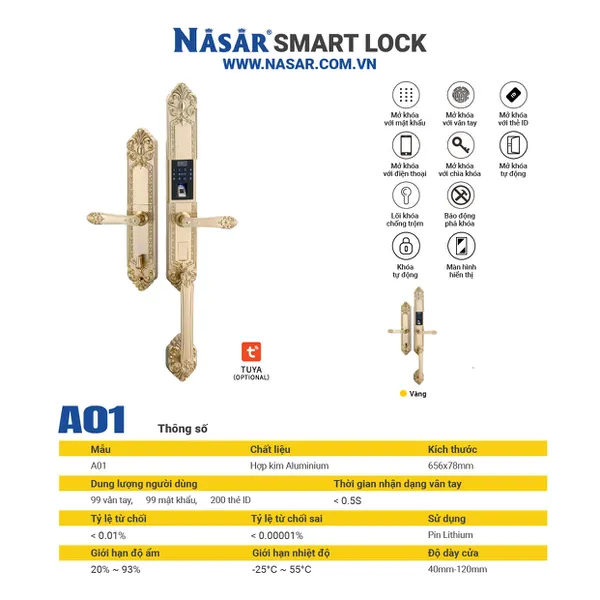 Nasar Smart Lock A01 Cao cấp