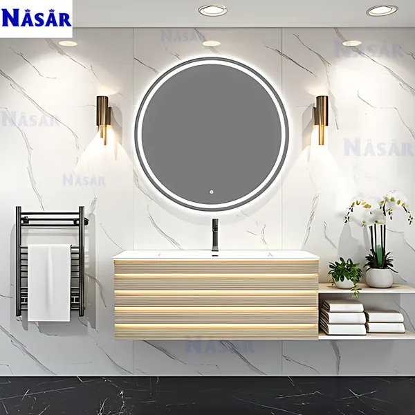  Bộ Tủ Lavabo Treo Tường Có Đèn Kèm Gương LED Cảm Ứng CK5005-1000 (1m)