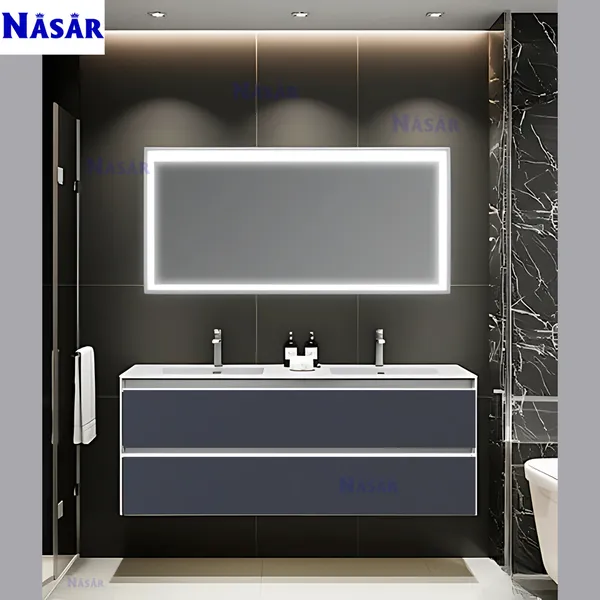 Tủ Lavabo Đôi Mặt Kính 1m5 CK4008-1500 Màu Xám Bóng Cao Cấp