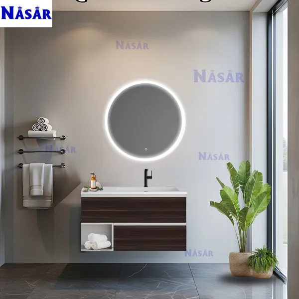 Tủ Lavabo Đơn 1m CK4016-1000 Kệ Mở Vân Gỗ Eucalyptus Sang Trọng