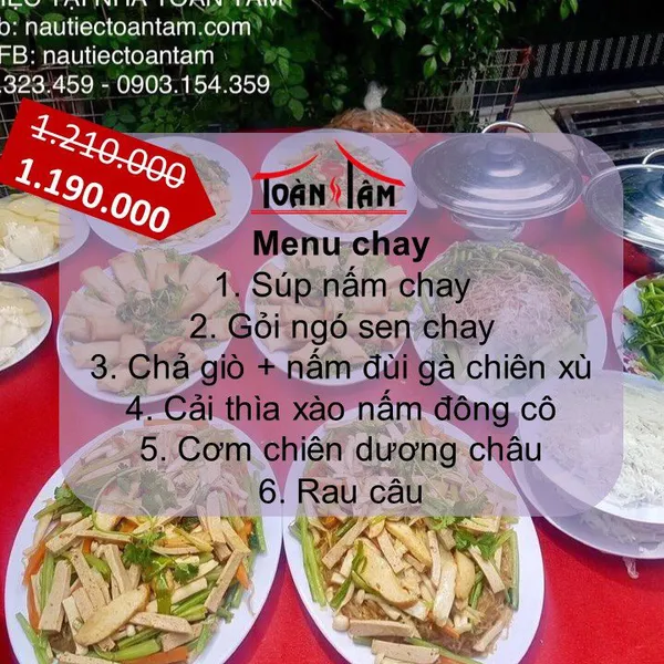Menu chay 1.190k (Giá gốc 1.210k)