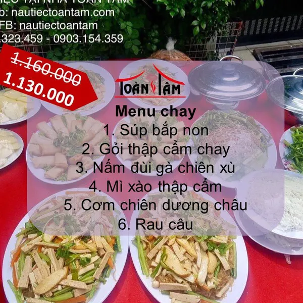 Menu chay 1.130k (Giá gốc 1.160k)