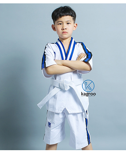 Võ Phục Tay Ngắn Taekwondo - Hiệu Mooto - Vải Sọc tăm
