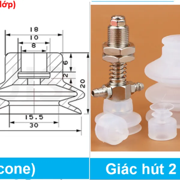Chân gắn giác hút robot máy ép nhựa