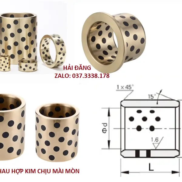 Bạc đồng Graphite chịu lực và mài mòn cho máy ép nhựa
