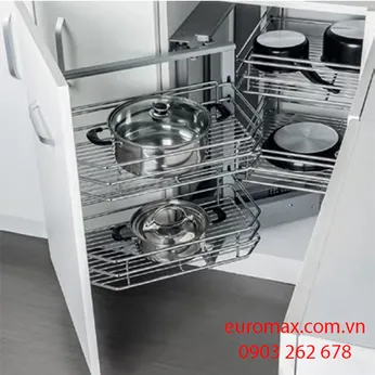 Rổ kéo góc liên hoàn Inox mờ 304 cao cấp- hướng phải C4R  