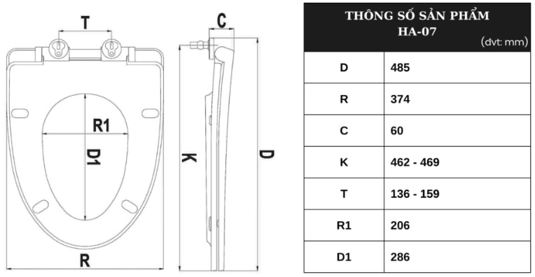 Bản vẽ nắp bồn cầu HA07