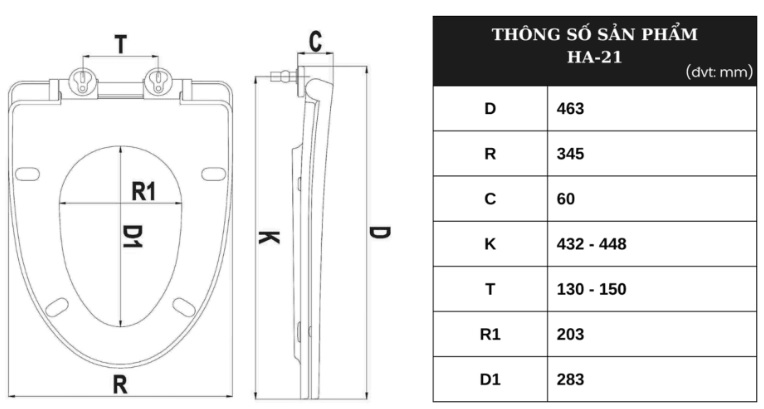 Bản vẽ nắp bồn cầu HA21