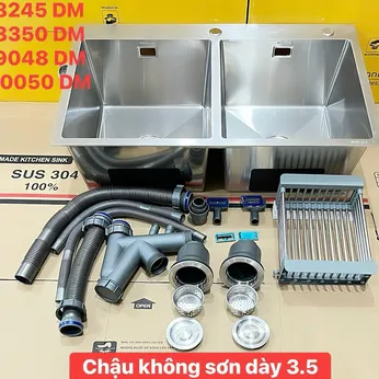 Chậu rửa chén Inox- 2 Hộc đều 