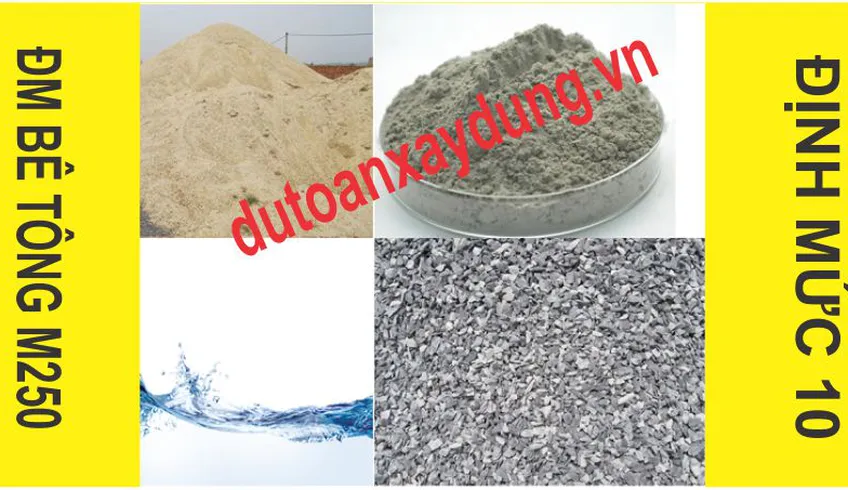 Định mức bê tông mác 200, mác 250