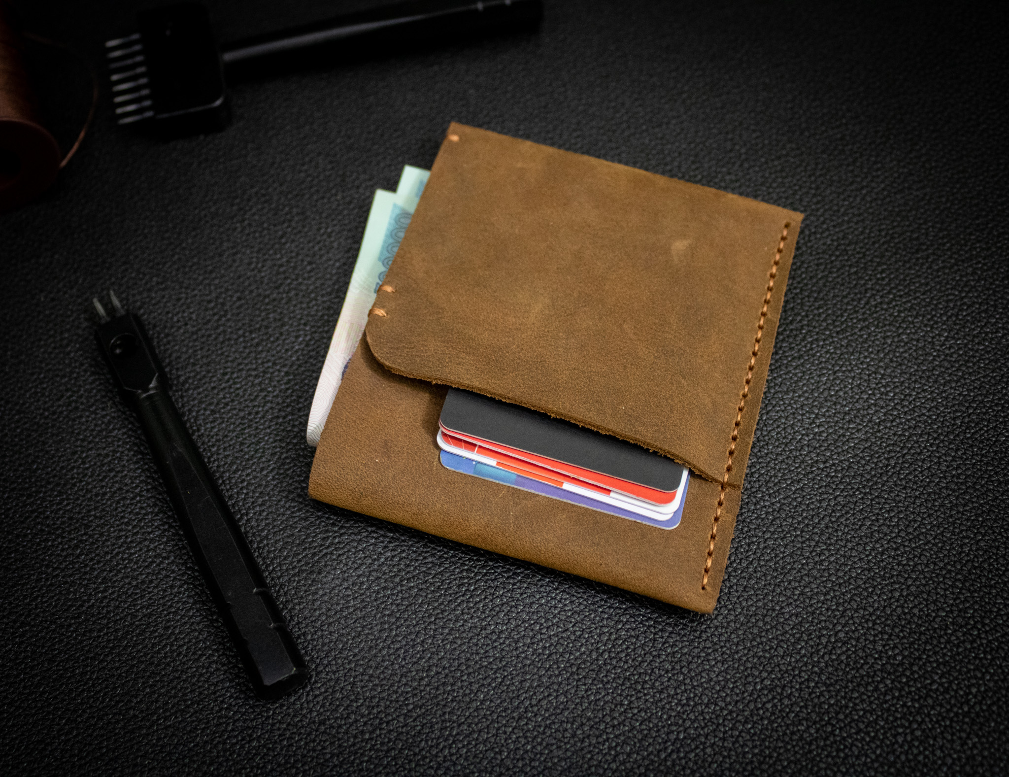 cách may ví da handmade