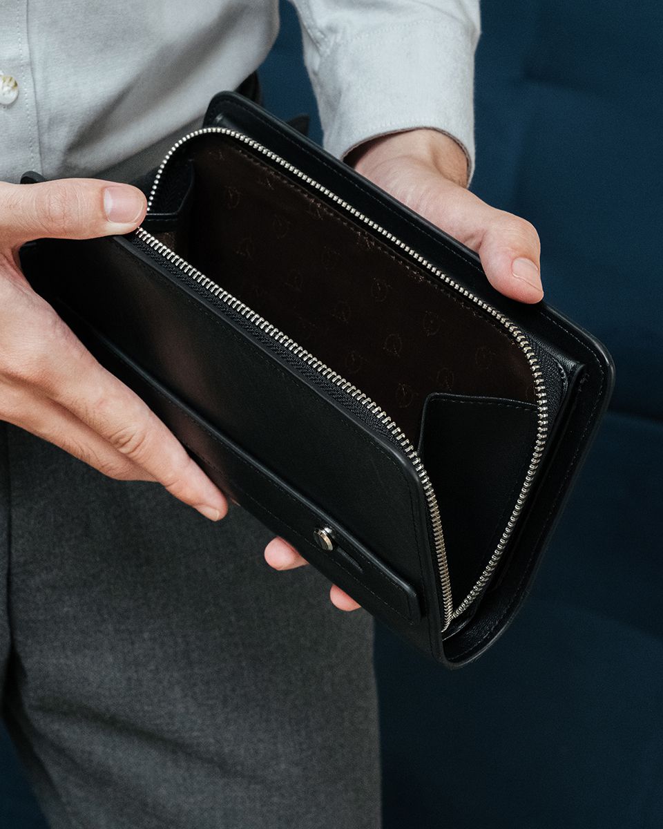 ví da bò cầm tay nam