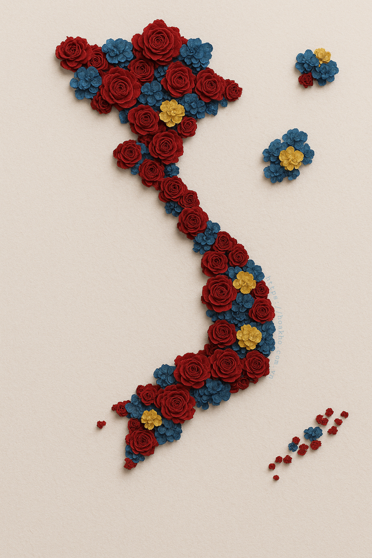 bản đồ việt nam bằng hoa khô