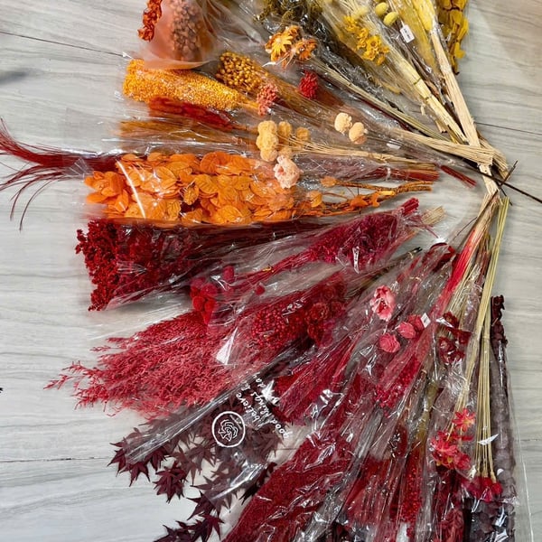 HOA KHÔ TONE  ĐỎ - VÀNG - CAM