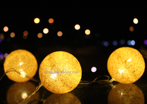 Dây đèn led trái châu cotton Hồng Dây đèn led trái châu cotton Hồng