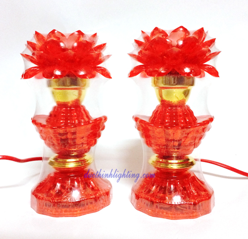 Đèn Sen LED Pha Lê Đỏ 23 Đèn Sen LED Pha Lê Đỏ 23