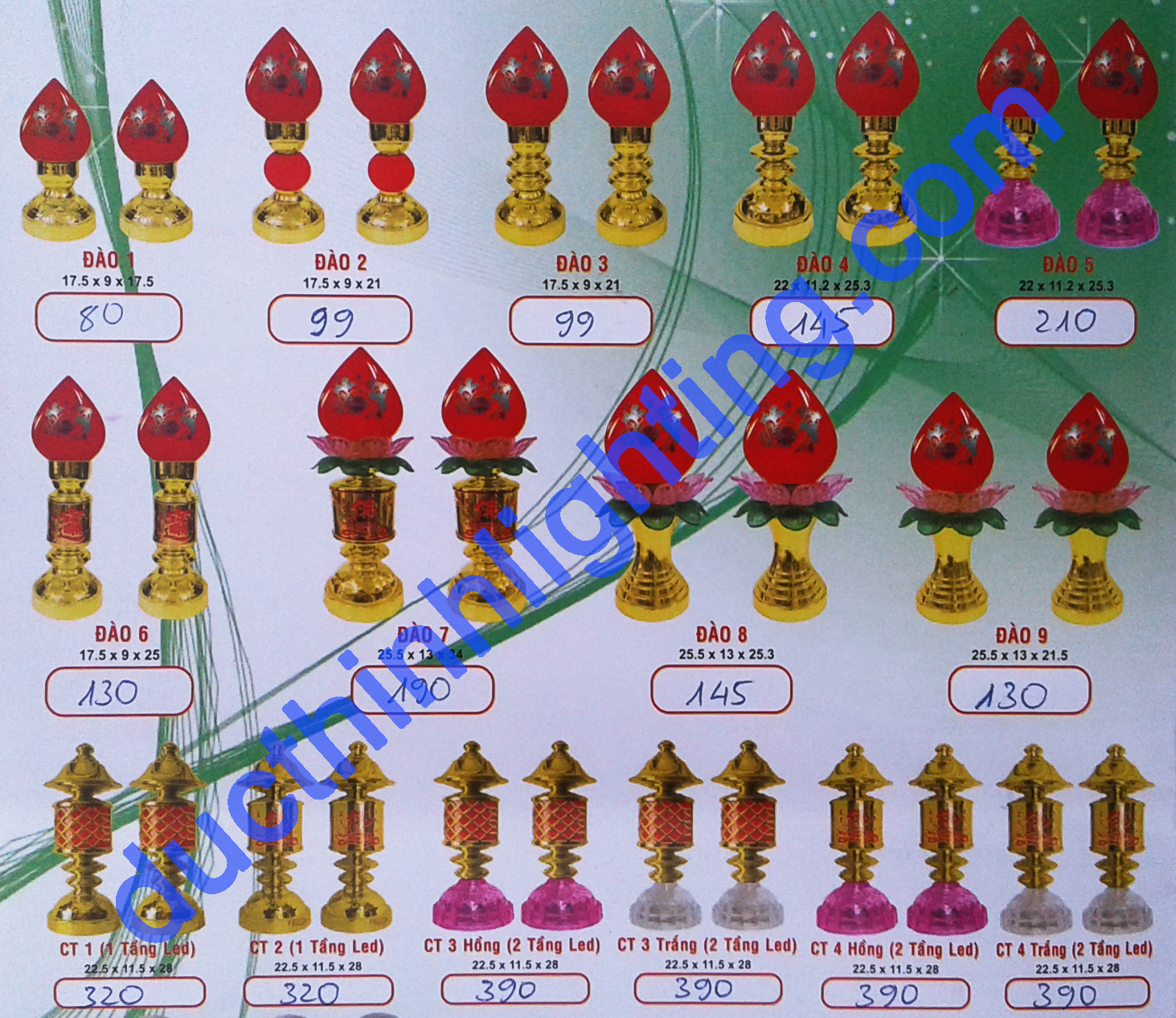 bảng giá các loại đèn thờ tia sáng của đức thịnh bảng giá các loại đèn thờ tia sáng của đức thịnh