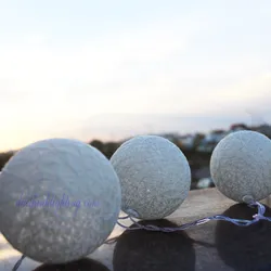 Dây Đèn LED Trái Châu Cotton Trắng