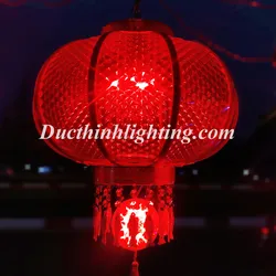 Lồng Đèn LED 3D Xoay Đỏ 45cm 