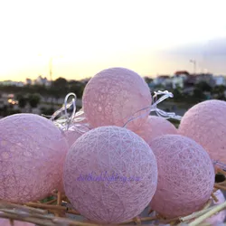 Dây Đèn LED Trái Châu Cotton Hồng
