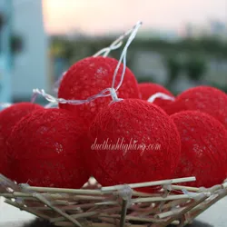 Dây Đèn LED Trái Châu Cotton đỏ 