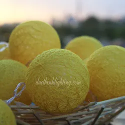 Dây Đèn LED Trái Châu Cotton Vàng