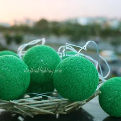Dây Đèn LED Trái Châu Cotton Xanh Lá 