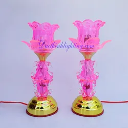 Đèn Sen LED Thủy Tinh Hồng