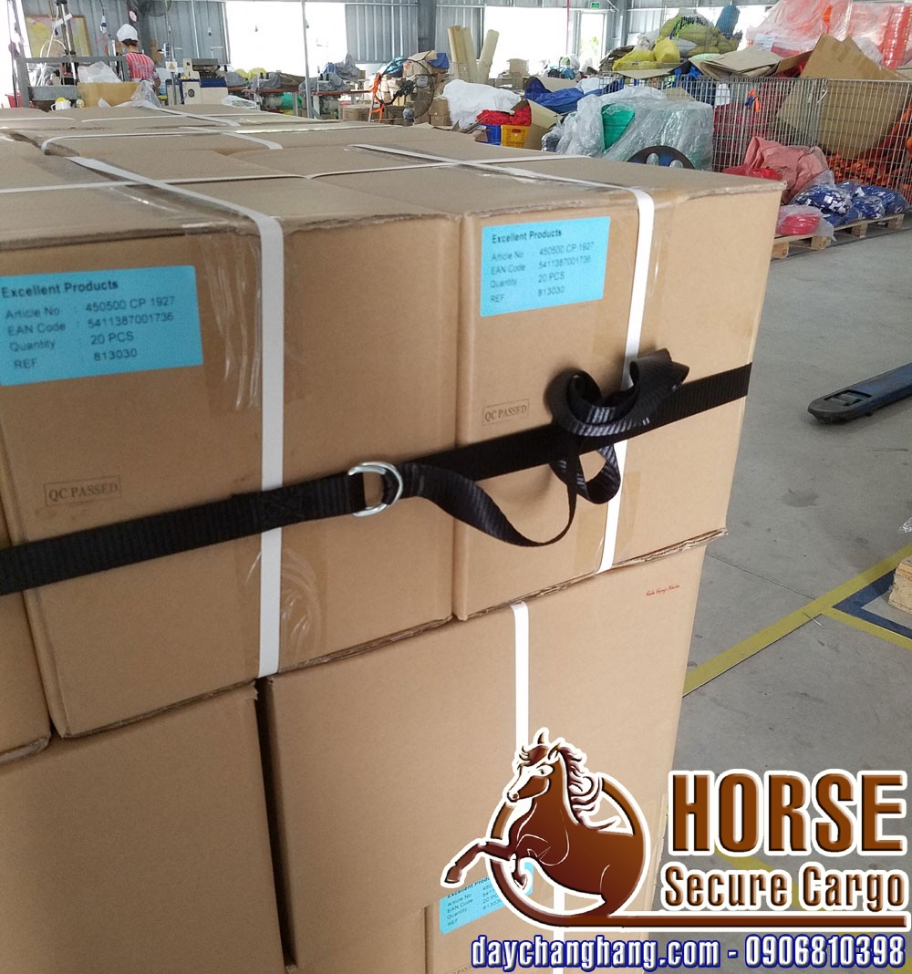 Dây ràng pallet khóa ring xiết bản 38x5m cam Dây ràng pallet khóa ring xiết bản 38x5m cam