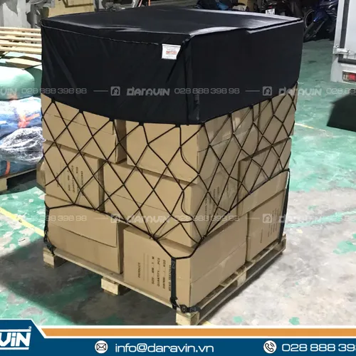 Lưới thun ràng pallet - Kích thước 0.9x1.0m phi 4 mắt 10cm móc snap