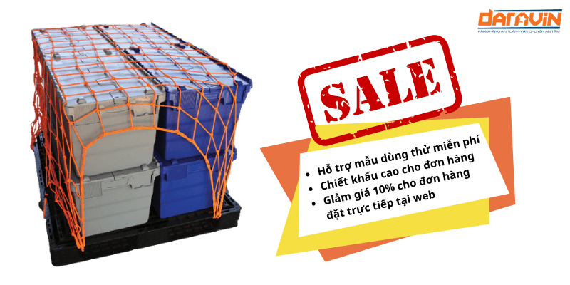 Ưu đãi đặc biệt khi mua lưới thun ràng pallet KT 1.2x1.2m phi 4 mắt 10cm móc snap tại Daravin. Ưu đãi đặc biệt khi mua lưới thun ràng pallet KT 1.2x1.2m phi 4 mắt 10cm móc snap tại Daravin.