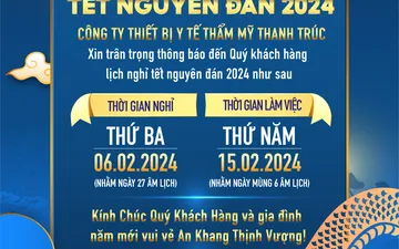 THÔNG BÁO LỊCH NGHỈ TẾT NGUYÊN ĐÁN 2024