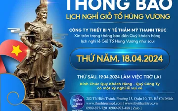 THÔNG BÁO LỊCH NGHỈ GIỖ TỔ HÙNG VƯƠNG