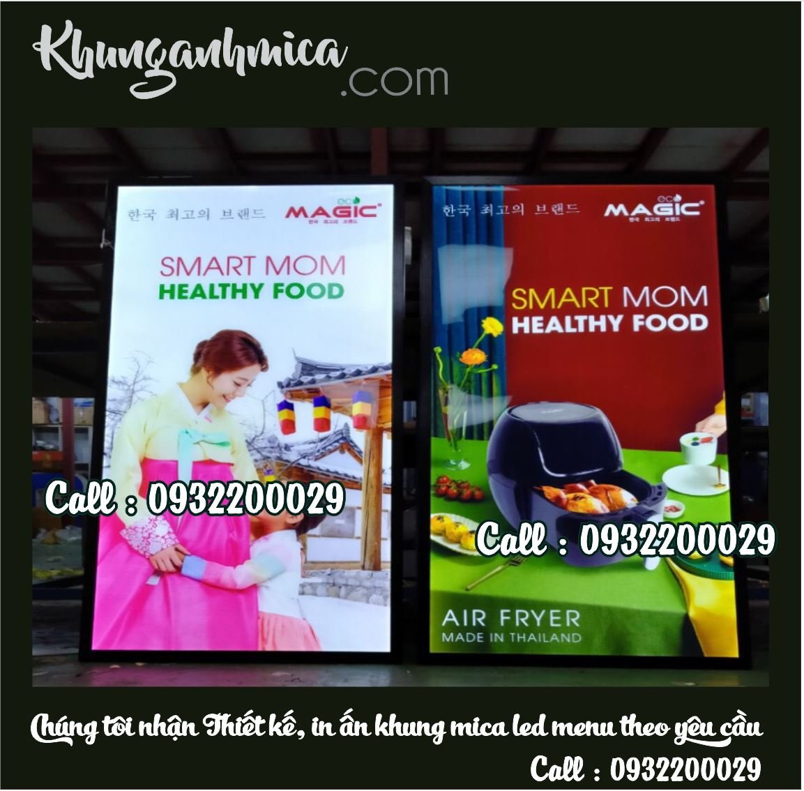 Khung quảng cáo gồm mica viền nhôm và led