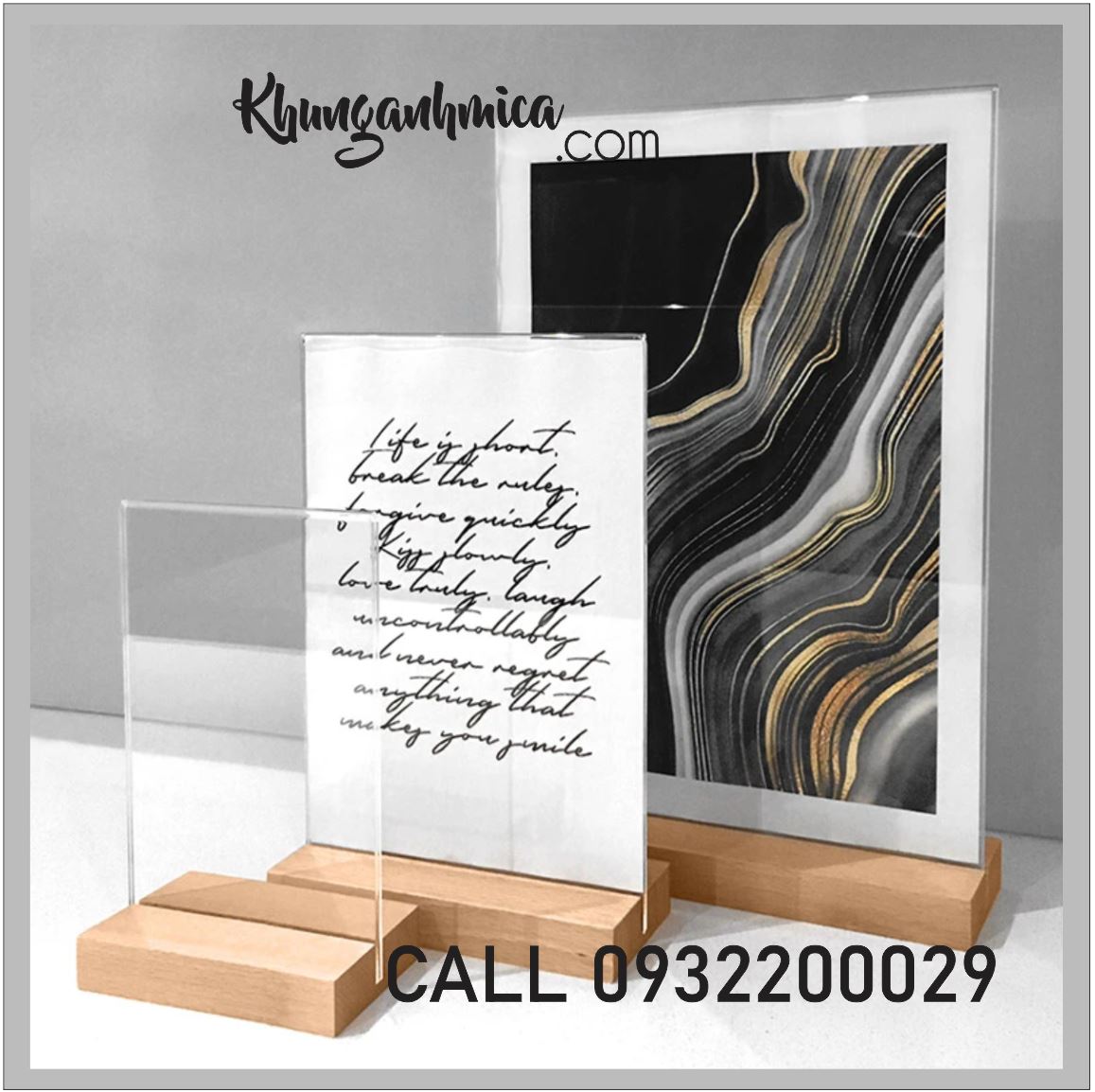 Khung ảnh chữ T để bàn bằng mica