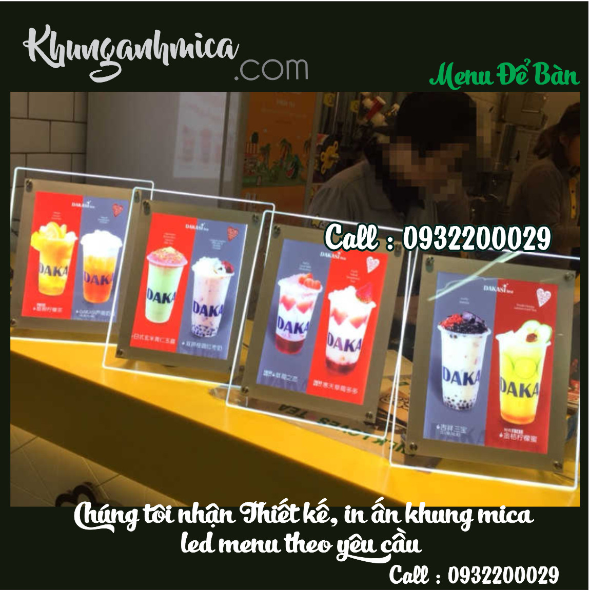Biển led chứa hình ảnh quảng cáo từ vật liệu mica