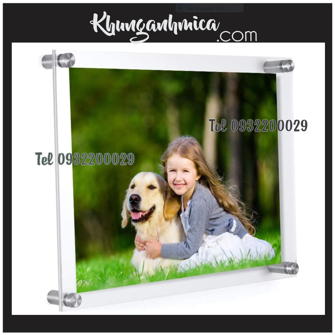 Khung mica với dây treo hay bắn vít vào tường