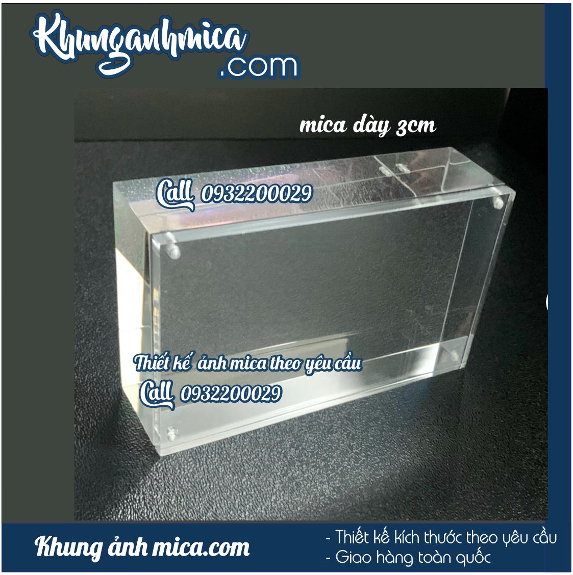 Mica để bàn không dùng chân đứng