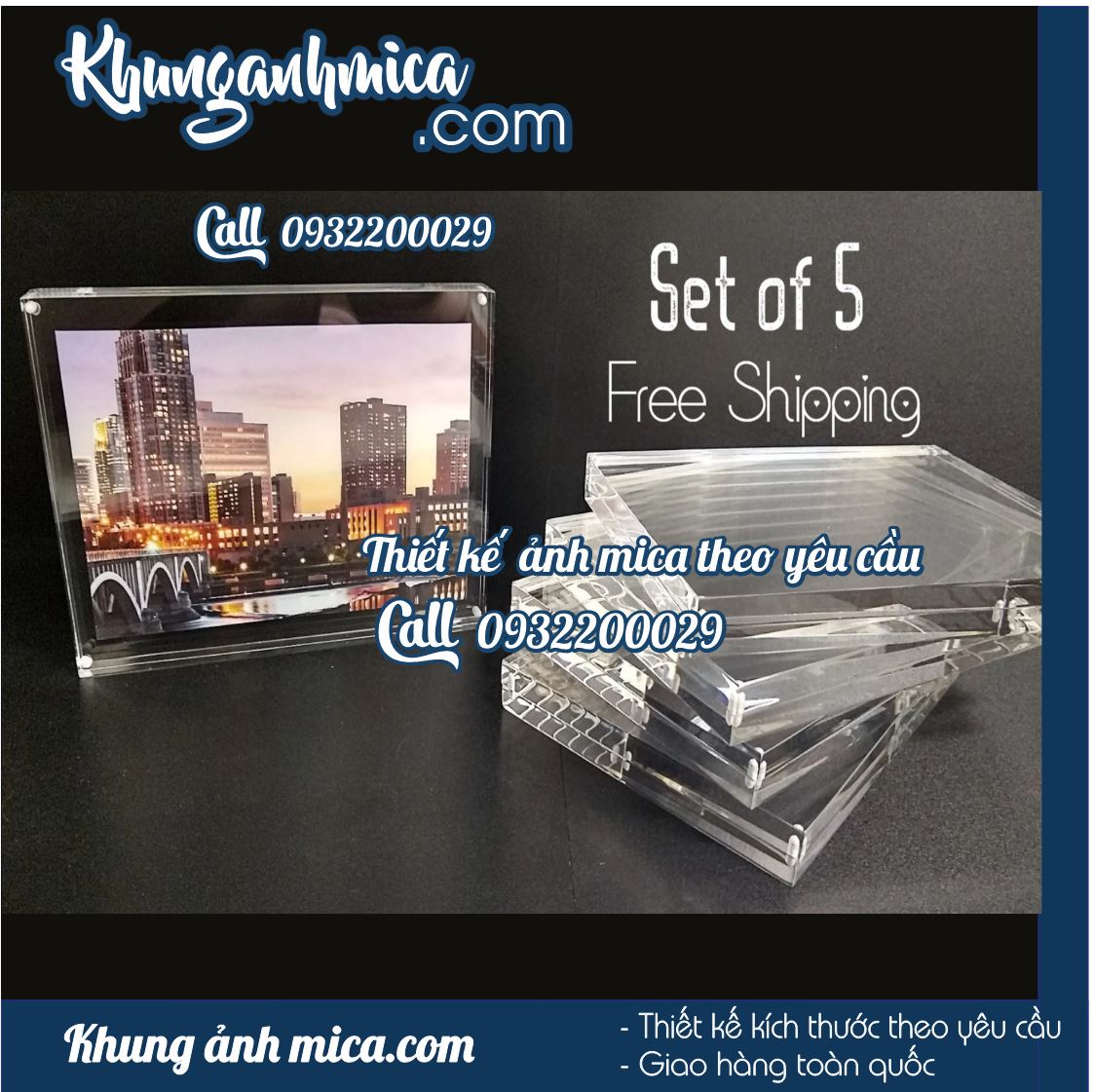 Khung ảnh để bàn đế mica