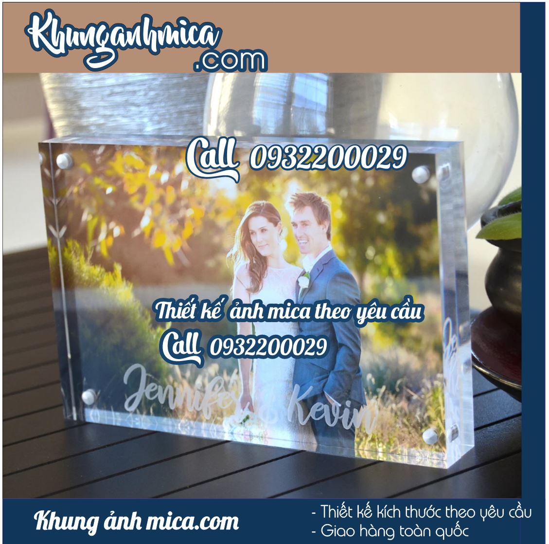 Khung mica để bàn 1 tấm mica và nội dung in cố định