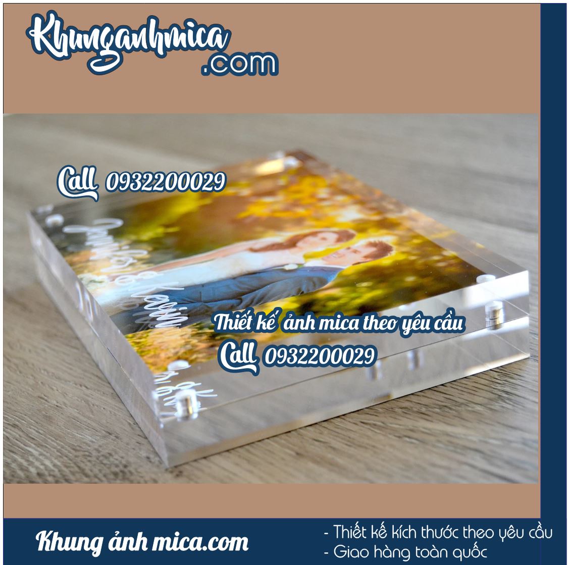 Khung ảnh mica cưới hít nam châm