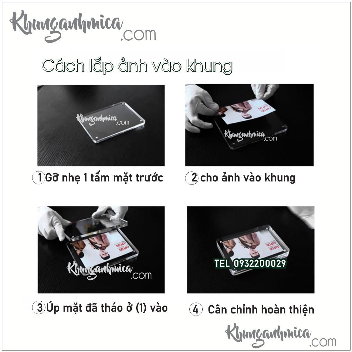 Khung mica để ảnh có sẵn không